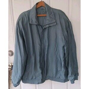 Fuda International Vtg Silk Windbreaker Bomber Jacket Womens Lg Blue Grey 80s